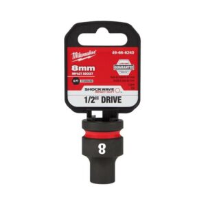 Milwaukee Shockwave 8 mm X 1/2 in. drive Metric/SAE 6 Point Standard Impact Socket
