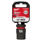 Milwaukee Shockwave 15 mm X 1/2 in. drive Metric/SAE 6 Point Standard Impact Socket