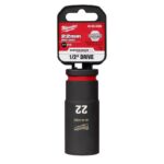 Milwaukee Shockwave 22 mm X 1/2 in. drive Metric/SAE 6 Point Deep Impact Socket