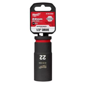 Milwaukee Shockwave 22 mm X 1/2 in. drive Metric/SAE 6 Point Deep Impact Socket