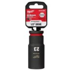Milwaukee Shockwave 23 mm X 1/2 in. drive Metric/SAE 6 Point Deep Impact Socket