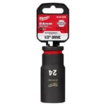Milwaukee Shockwave 24 mm X 1/2 in. drive Metric/SAE 6 Point Deep Impact Socket