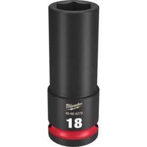 Milwaukee Shockwave 18 mm X 1/2 in. drive Metric/SAE 6 Point Deep Impact Socket - Image 2
