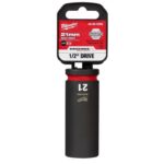 Milwaukee Shockwave 21 mm X 1/2 in. drive Metric/SAE 6 Point Deep Impact Socket
