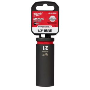 Milwaukee Shockwave 21 mm X 1/2 in. drive Metric/SAE 6 Point Deep Impact Socket