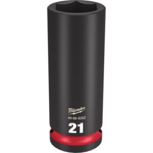 Milwaukee Shockwave 21 mm X 1/2 in. drive Metric/SAE 6 Point Deep Impact Socket - Image 2