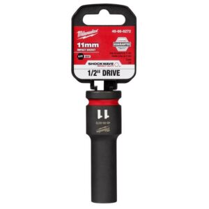 Milwaukee Shockwave 11 mm X 1/2 in. drive Metric 6 Point Deep Impact Socket
