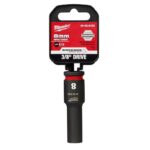 Milwaukee Shockwave 8 mm X 3/8 in. drive Metric 6 Point Deep Impact Socket