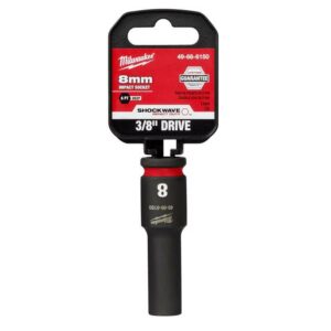 Milwaukee Shockwave 8 mm X 3/8 in. drive Metric 6 Point Deep Impact Socket