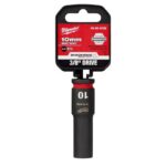 Milwaukee Shockwave 10 mm X 3/8 in. drive Metric 6 Point Deep Impact Socket