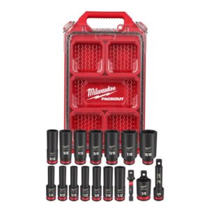 Milwaukee Shockwave 3/8 in. drive Metric 6 Point Impact Rated Socket Set 19 pc