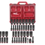 Milwaukee Shockwave 3/8 in. drive Metric/SAE 6 Point Impact Socket Set 36 pc