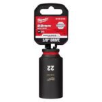 Milwaukee Shockwave 22 mm X 3/8 in. drive Metric 6 Point Deep Impact Socket