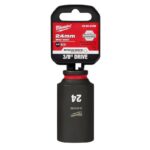 Milwaukee Shockwave 24 mm X 3/8 in. drive Metric 6 Point Deep Impact Socket