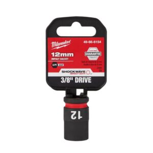 Milwaukee Shockwave 12 mm X 3/8 in. drive Metric 6 Point Deep Impact Socket