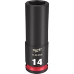 Milwaukee Shockwave 14 mm X 3/8 in. drive Metric 6 Point Deep Impact Socket
