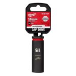 Milwaukee Shockwave 15 mm X 3/8 in. drive Metric 6 Point Deep Impact Socket