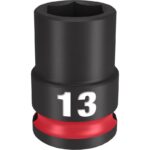 Milwaukee Shockwave 13 mm X 3/8 in. drive Metric 6 Point Standard Impact Socket