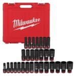 Milwaukee Shockwave 1/2 in. drive Metric/SAE 6 Point Impact Rated Deep Socket Set