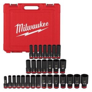 Milwaukee Shockwave 1/2 in. drive Metric/SAE 6 Point Impact Rated Deep Socket Set
