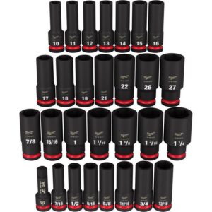 Milwaukee Shockwave 1/2 in. drive Metric/SAE 6 Point Impact Rated Deep Socket Set - Image 2