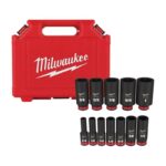Milwaukee Shockwave 3/8 in. drive SAE 6 Point Square Deep Socket Set