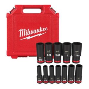 Milwaukee SHOCKWAVE 1/2 in. drive SAE 6 Point Impact Rated Deep Socket Set