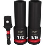 Milwaukee SHOCKWAVE 1/2 in. X 1/2 in. drive SAE 6 Point Impact Rated Deep Impact Socket Set