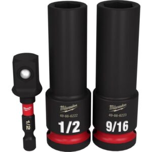 Milwaukee SHOCKWAVE 1/2 in. X 1/2 in. drive SAE 6 Point Impact Rated Deep Impact Socket Set