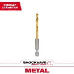 Milwaukee Shockwave 13/64 in. X 3-1/2 in. L Titanium Red Helix Drill Bit Hex Shank