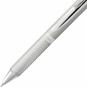 Pentel Energel Alloy Retractable Liquid Gel Pen, (0.7mm) Medium Line, Silver Barrel, Black Ink, 1 Pack (BL407BP) - Image 5