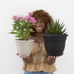 Bloem Ariana 8.5 in. H X 11 in. W Resin Traditional Planter Black - Image 2