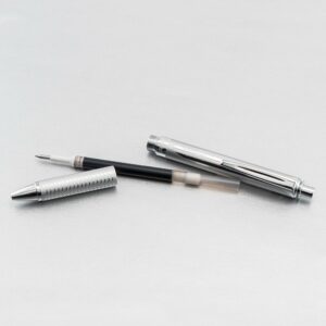 Pentel Energel Alloy Retractable Liquid Gel Pen, (0.7mm) Medium Line, Silver Barrel, Black Ink, 1 Pack (BL407BP) - Image 6