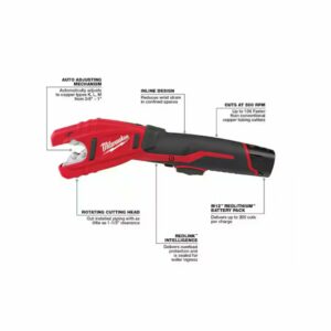 Milwaukee M12 1 in. Tubing Cutter 14 in. L Black/Red Tool Only 2471-20 - Image 2