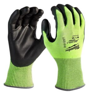 Milwaukee Cut Level 4 Men's Polyurethane Dipped Gloves High-Vis Green Medium