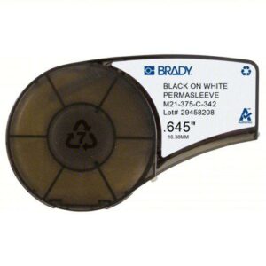 Brady M21-375-C-342 Polyolefin 12 to 4Awg Wire Marking Sleeves, .375"Dia x 7L, Black on White