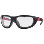 Milwaukee Anti-Fog Performance Safety Glasses with Gasket Clear Lens Black/Red Frame