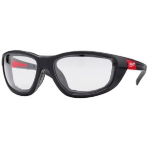 Milwaukee Anti-Fog Performance Safety Glasses with Gasket Clear Lens Black/Red Frame