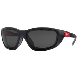 Milwaukee Anti-Fog Polarized Performance Safety Glasses with Gasket Tinted Lens Black/Red Frame