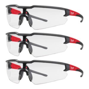 Milwaukee Safety Glasses Clear Lens Black/Red Frame