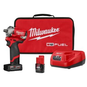Milwaukee M12 FUEL 1/2 in. Cordless Brushless Stubby Impact Wrench Kit (Battery & Charger)