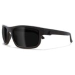 Edge Eyewear Defiance Anti-Fog Polarized Wayfarer Safety Glasses Smoke Lens Black Frame