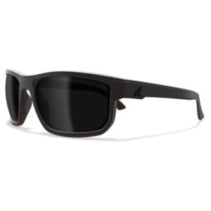 Edge Eyewear Defiance Anti-Fog Polarized Wayfarer Safety Glasses Smoke Lens Black Frame