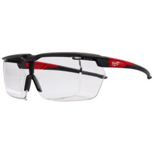 Milwaukee Tool Impact-Resistant Safety Glasses Clear Lens Black/Red Frame