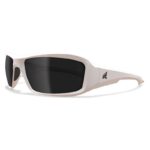 Edge Eyewear Brazeau Anti-Fog Wraparound Safety Glasses Smoke Lens White Frame