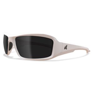 Edge Eyewear Brazeau Anti-Fog Wraparound Safety Glasses Smoke Lens White Frame