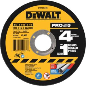 DeWalt 4-1/2 in. D X 7/8 in. Cutting/Grinding Wheel 5 pk DWA8051B5
