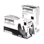 Ammex Gloveworks Nitrile Disposable Exam Gloves X-Large Black Powder Free