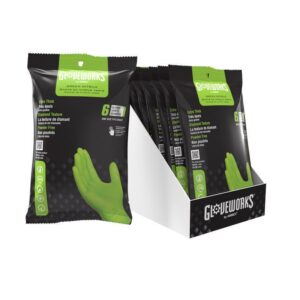 Gloveworks Nitrile Disposable Gloves One Size Fits Most Green Powder Free