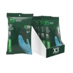 X3 Nitrile Disposable Gloves One Size Fits Most Blue Powder Free